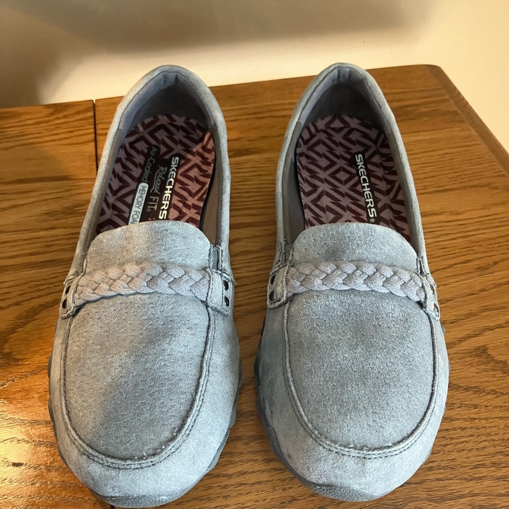 Grey Suede Sketchers Memory Foam Loafers - image 2